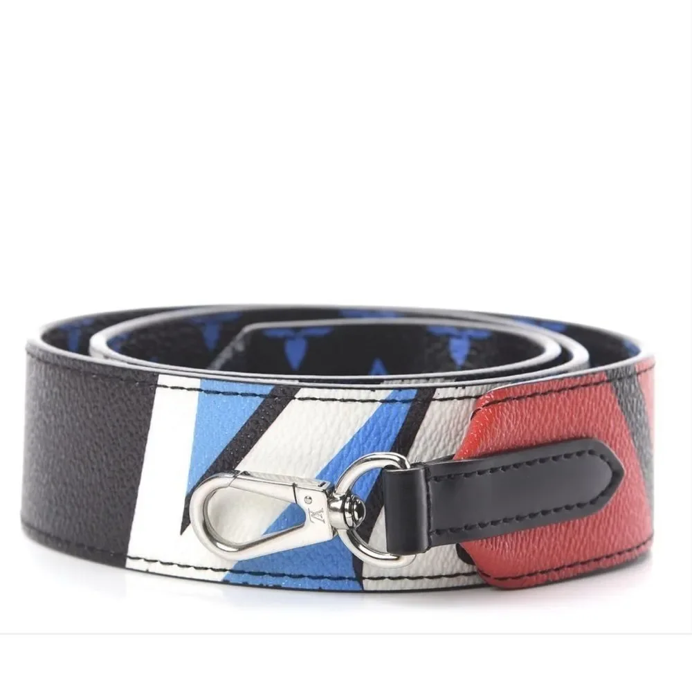 Louis Vuitton Bag Strap Black/Blue Race Collection Shoulder Bandouliere Monogram